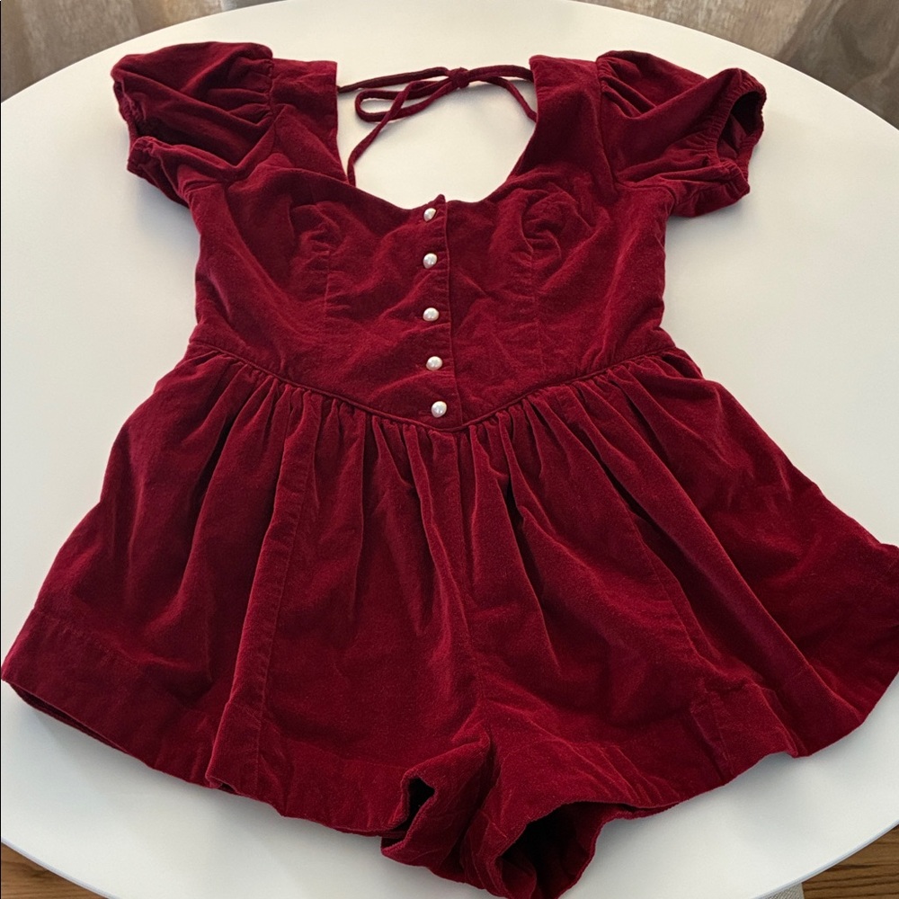 Free People Red Velvet Romper perfect for Red Riding Hood costume